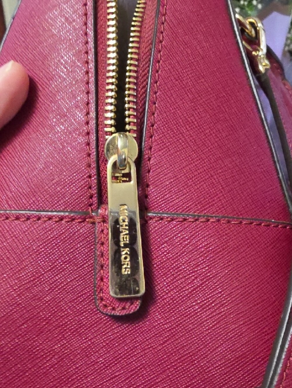 Michael Kors Fuchsia/red Wine Studded Dome Satchel with Gold Hardware - Picture 3 of 6